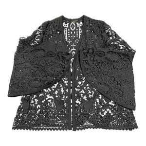 Alberto Makali Lace Floral Pattern Black Evening Jacket‎ Women's Size Medium